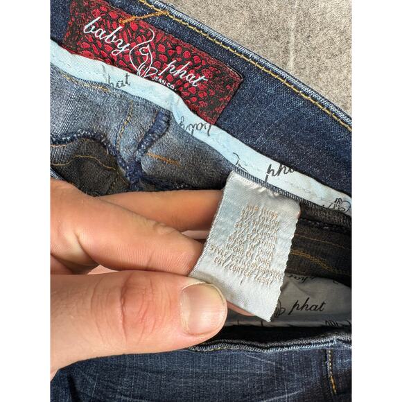 Vintage Y2K Baby Phat Jeans Shorts Womens Small Blue Denim Low Rise Hip Hop - Picture 9 of 10